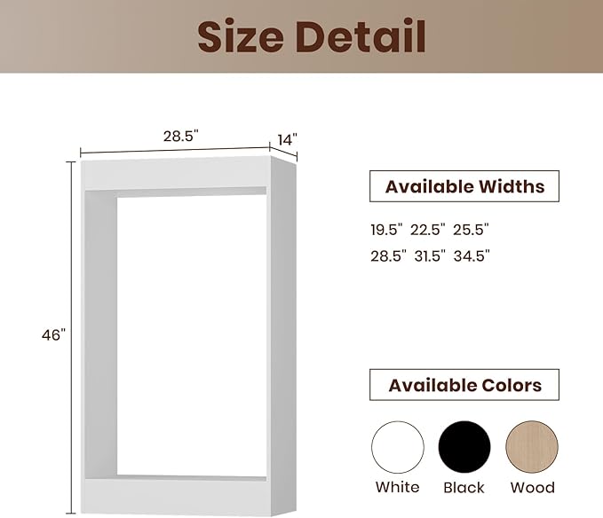 ROOMTEC 28.5" Double Hanging Closet Unit, Modular Closet System with Hanging Rod, Wardrobe Organizer for Bedroom or Walk-in Closet, Wall Mounted, Customizable Clothes Storage Unit, White