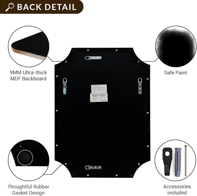 ANDY STAR 30x48 Inch Mirror, Matte Black Bathroom Vanity Mirror, Scalloped Rectangle Mirror in Premium Stainless Steel Metal Thin Frame Deep 1", Large Wall-Mounted Mirror (Horizontal/Vertical)