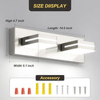 OKELI 2-Light Bathroom Vanity Light Fixture Brushed Nickel Modern Mirror Front Lamp for Bathroom, Stairs, Hallway Bedside Dimmable Cold White 24W ETL Listed, 350° Adjustable Lamp Head