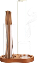 2 in 1 Incense Holder for Sticks, Incense Burner Holder with Glass Ash Storage and Incense Sticks Organizer, Insence-Stick Holder for Yoga Spa Meditation Home Decor