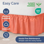 Wrap Around Dust Ruffle Bed Skirt - Coral - for King Size Beds with 15 Inch Drop - Easy Fit Elastic Strap - Adjustable Pleated Bedskirt w/Brushed Fabric - Wrinkle Free - for Women, Men, Kids & Teens