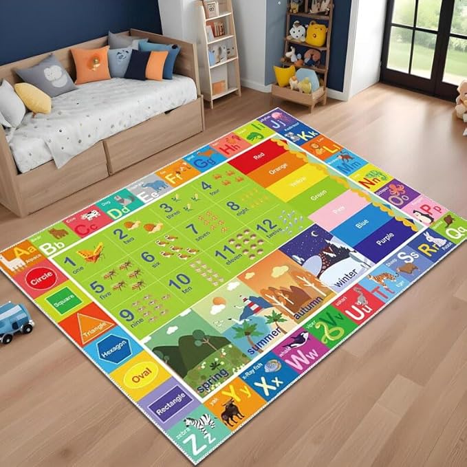 ABC Rug for Kids Playroom,Toddler Alphabet Carpet Washable for Baby Room,Classroom,Play Room,Floor,Bedroom (2.6×4ft)