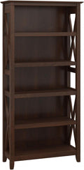 Bush Home Tall 5 Shelf Bookcase for Living Room or Home Office, Large Bookshelf, Modern Farmhouse Style, Key West Collection, Bing Cherry