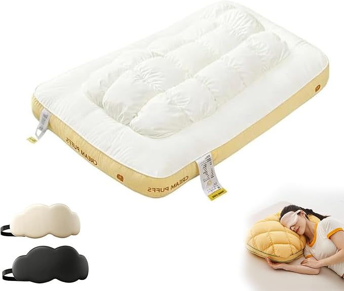 Luxury Hotel Pineapple Cloud Pillow, 3 Heights Plush Supportive Pillow for Back Side Sleepers, Machine Washable Premium Fiber Fill Decorative Throw Pillow (White, Medium Pillow)