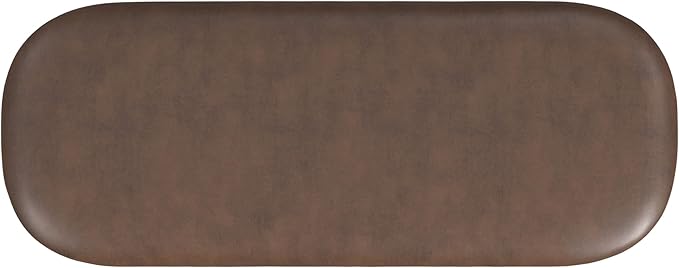 HomePop Ellipse Modern Storage Bench with Metal Legs |Homepop Home Décor|Bench with Storage for Living Room & Bedroom - Brown Faux Leather