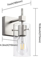 SOLFART 1 Light Vintage Vanity Light Brushed Nickel Bathroom Light Fixture Over Mirror for Bath Glass Shade Wall Light Modern Light Fixture