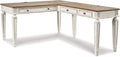 Signature Design by Ashley Realyn French Country 3-Drawer 2-Piece Home Office Desk with Spring Lift Top, USB Ports and AC Plug-Ins, Dark Brown & White