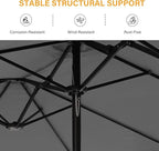 15ft Large Patio Umbrellas with Base Included, Outdoor Double-Sided Rectangle Market Umbrella with Stand, Outside Umbrellas for Poolside Lawn Backyard