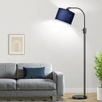 【Upgraded】 Dimmable Matte Black Floor Lamp, 1202 Lumens LED Bulb Included, Arc Floor Lamps for Living Room Modern Standing Lamp with Blue Shade, Tall Lamp for Living Room Bedroom Office Reading Room
