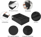 4 Packs T-shirt Drawer Organizers for Clothing,5 Grids Compartment Wardrobe Storage Box, Washable Clothes Organizer for Folded Clothes, T-shirt, Legging, Silk Scarve-Black