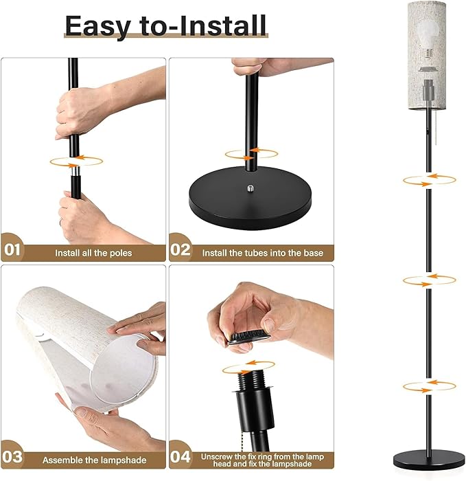 Cordless Floor Lamp for Living Room, with 3 Color Temperature and Pull Cord Switch, Farmhouse Floor lamp 8000mAh Battery Operated Portable Rechargeable Tall Modern Standing Light for Bedroom