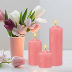 Pillar Candle 3 x 4,6 and 8 inch, Large Handmade Candle Set 3, Pink Decorative Candle for Wedding, Home Decoration, Dinner, Church