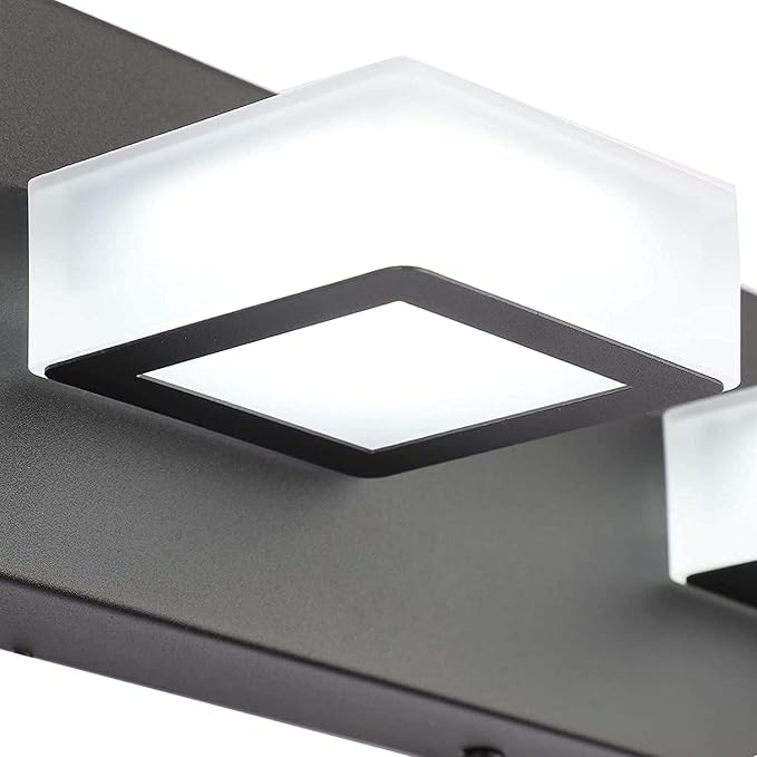 Ralbay 66inch Matte Black Bathroom Vanity Lights Metal Acrylic LED Modern Black Bathroom Wall Lighting Fixtures