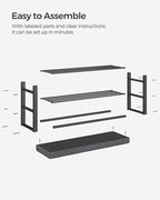 SONGMICS Shoe Bench, Storage Bench, Entryway Bench with Cushion, Shoe Shelf with Seat, Space-Saving, Modern Style, for Living Room, Bedroom, Hallway, Dark Gray and Ink Black ULBS579B33
