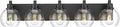 Bathroom Light Fixtures, 5 Light Matte Black Vanity Light, 32 Inch Modern Wall Sconces with Globe Clear Glass Shade, Vanity Lighting Fixtures Over Mirror, VL195-MB-CL-5