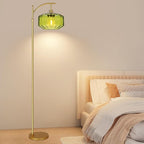 Gold Floor Lamps for Living Room Vintage Floor Lamp with Remote Control & Green Glass Lampshape,Dimmable Floor Lamp Mid Century Modern Standing Lamp Brass Tall Floor Lamps for Bedroom Corner