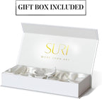 SURI Mezuzah for Door with Scroll Inside – 4 Inch White Concrete Judaica Mezzuzah Case with Non-Kosher Scroll, Self-Stick Adhesive, Gift Box Included, Fits a 3 Inch Scroll