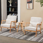 KEIKI Mid-Century Modern Upholstered Accent Chair with Side Table, Reading Chair Set
