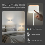 2 Pack Dual-Tone Rechargeable Cordless Desk Lamp – White Portable Table Light, Type-C Charging Table lamp, Touch Control, 3 Color Temps, Stepless Dimming for Reading Study Bedside
