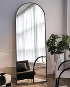 Arched Full Length Mirror, Floor Mirror with Stand, 18"x58" Large Mirror, Wall Mirror Full Length, Black Floor Length Mirror, Body Floor Mirror, Wall Mounted Mirror for Bedroom, Black