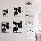 SIGNLEADER Metal Wall Art Decor Three Tropical Monsteras Leaf Minimalist Modern Abstract Wall Sculpture Hangings Home Decoration for Living Room, Bedroom, Bathroom, Kitchen, Outdoor - 18" Black