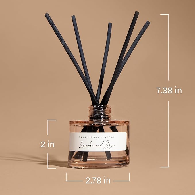 Sweet Water Decor Weekend Reed Diffuser – Room Decor Aesthetic with Long-Lasting Premium Fragrance of Citrus, Sage, Lavender, Amber, Tonka Bean for 4 Months – Ideal for Aromatherapy and Home Decor