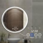 24 Inch Wall-Mounted Round Bathroom Mirror with LED-Lights - Vanity Mirrors (24" x 24",Frameless)