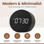 Wooden Alarm Clock Led Aesthetic Modern Alarm Digital Led Light for Desk with Large Display Elegant Aesthetic Gift (Beige)