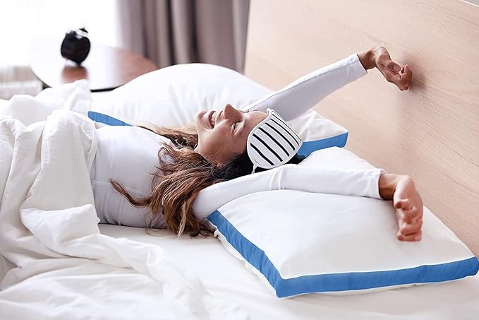 Utopia Bedding Bed Pillows for Sleeping Queen Size (Blue), Set of 2, Soft & Fluffy Pillow with Down Alternative Filling, Cooling, Hotel Quality, Gusseted Pillow for Back, Stomach or Side Sleepers