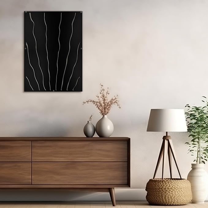 SIGNLEADER Metal Wall Art Decor Zebra Stripe Minimalist Modern Abstract Wall Sculpture Hangings Home Decoration for Living Room, Bedroom, Bathroom, Kitchen, Outdoor - 18" Black