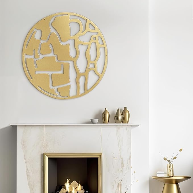 SIGNLEADER Metal Wall Art Decor Abstract Circle Shapes Minimalist Modern Abstract Wall Sculpture Hangings Home Decoration for Living Room, Bedroom, Bathroom, Kitchen, Outdoor - 36" Gold