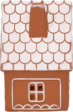 Mark Feldstein & Associates Ceramic Iced Gingerbread Houses Holiday Pre Lit LED Village Figurines, Set of 2, 9 Inch