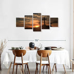 ElephantStock Cross Silhouettes Wall Art Multi Piece Canvas - 5 Panel Christian Pictures Decor - Digital Design Canvas Print - Christian Wall Decor - 55" X 24"