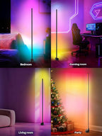 Corner Floor Lamp, RGB LED Lamp with Smart App and Remote Control Color Changing, Music Sync Ambience Lighting, Mood Lighting with 16 Million Colors for Bedroom Living Room Gaming Room