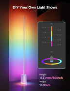 Govee Floor Lamp 2, RGBIC, Warm Cool White LED,Compatible with SmartThings, Matter, Alexa, 1725lm, Music Sync, Scene Modes, Smart Floor Lamp for Living Room, Bedroom, Silver(1 Pack)