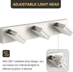 OKELI 3 Light Bathroom Vanity Light Brushed Nickel Modern 24W LED Dimmable Vanity Light Over Mirror 350° Adjustable Lamp Head Cold White 6000K ETL Listed 22Inch