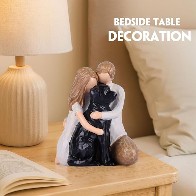 Black Lab Dog Angel Figurine - Hand-Painted Resin Memorial Statue & Keepsake, Dog Lovers Home Decor Gift for Couple, Girlfriend, Wife - Wedding, Christmas & Birthday Present
