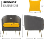 MoNiBloom Sofa Chair Arm Chair Living Room Bedroom Reading Chair, Yellow/Gray Contrasting Colors Upholstered Bedroom Barrel Chair with Backrest Pillow, Mid Century Modern Comfy Suede Singel Armchair