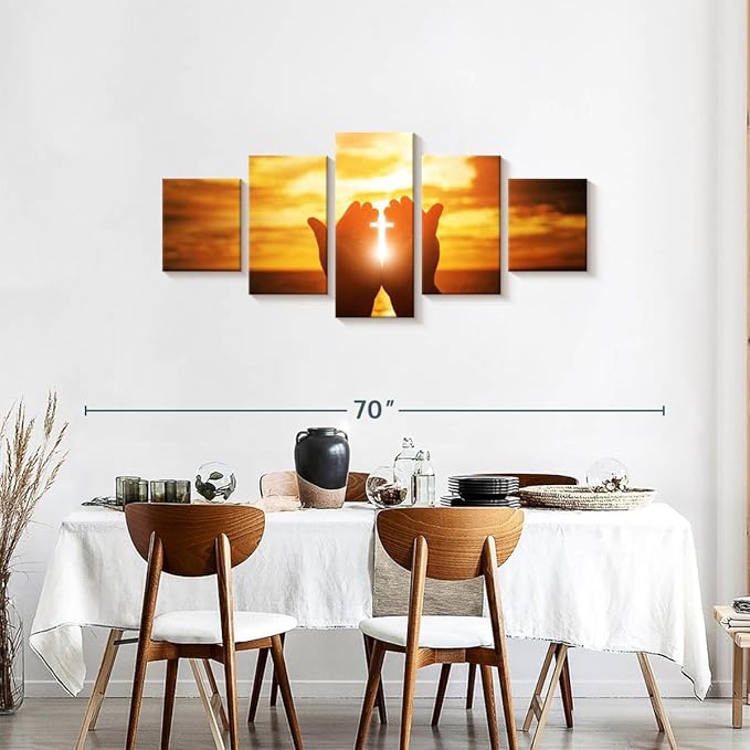 Elephant Stock Religion Wall Art Multi Piece Canvas - 5 Panel Christian Pictures Decor - Digital Design Canvas Print - Christian Wall Decor - 55" X 24"