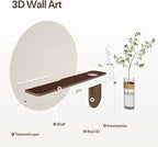 3D Textured Neutral Abstract Wall Art with Vase, Modern Minimalist Round Paintings Artwork for Walls, Boho Cream Geometric Wall Decor for Living Room, Hallway, Dining Room, Bedroom, Office, 24x31 Inch
