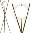 Ozarke Solstice Modern Frosted Glass Globe Floor Lamp (165cm) Contemporary LED Dimmable Lighting for Bedroom, Living Room, Hotel & Home Office (Gold)