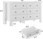 GarveeHome White 6 Drawer Dresser for Bedroom, Modern Wide Dresser Organizer with Storage Drawers, Wooden Chests of Drawers for Bedroom, Entryway, Hallway, Home Office