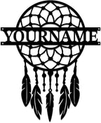 Personalized Dream Catcher Metal Wall Art - Custom Name Iron Sign for Home Decor, 8-30 Inch Black (Style A)