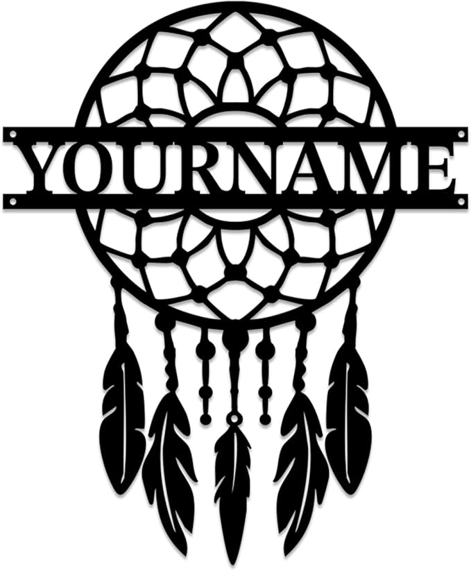 Personalized Dream Catcher Metal Wall Art - Custom Name Iron Sign for Home Decor, 8-30 Inch Black (Style A)