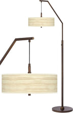 Birch Blonde Bronze Downbridge Arc Floor Lamp with Print Shade