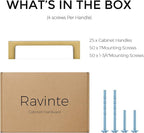 Ravinte 25 Pack Solid 3-3/4 Inch Kitchen Square Cabinet Handles Brushed Brass Cabinet Pulls Drawer Pulls Kitchen Cupboard Hardware Handles