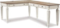 Signature Design by Ashley Realyn Cottage L-Shaped Distressed 2-Piece Home Office Desk with Power Supply and USB Ports, White & Light Brown