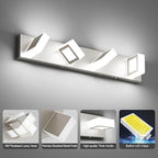 Ralbay 5 Color Temperature Brushed Nickel Vanity Lights for Bathroom 4 Lights Dimmable Acrylic Modern LED Brushed Nickel Bathroom Lighting Fixtures