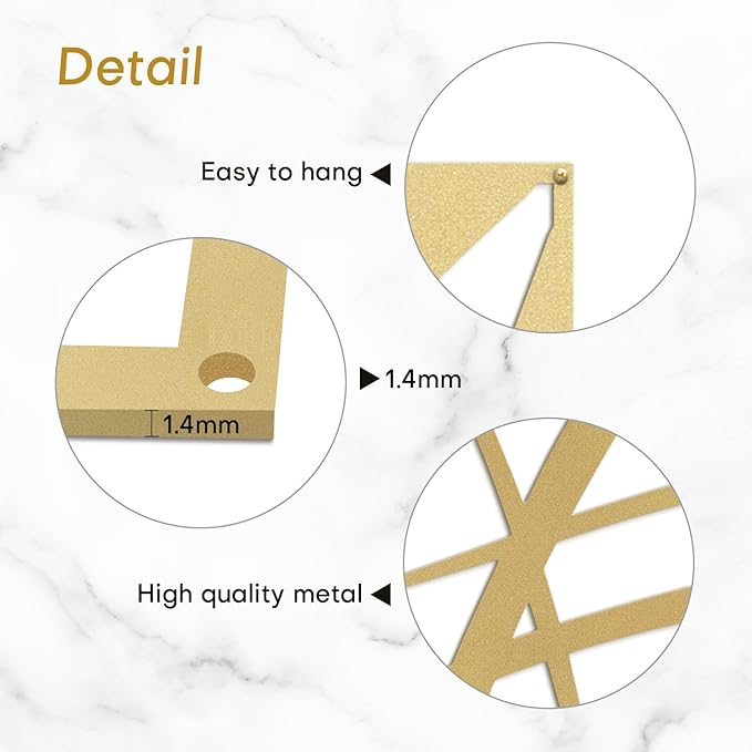 SIGNLEADER Metal Wall Art Decor Gold Line Abstract Geometric Minimalist Modern Abstract Wall Sculpture Hangings Home Decoration for Living Room, Bedroom, Bathroom, Kitchen, Outdoor - 18" Gold