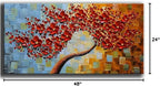 YaSheng Art -handpainted Texture Flowers Contemporary Art Oil Painting On Canvas Abstract Canvas Art 3D Red Tree Paintings Modern Home Wall Art for living room Bedroom Dining Room Office Wall Decor 24x48inch